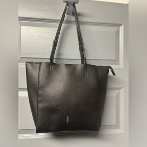 THACKER Recycled pebbled leather ANYA black tote. Lots of compartments! EUC